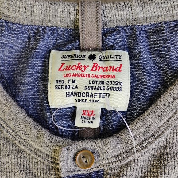 Lucky Brand Henley Shirt Mens XXL Gray Waffle Knit Thermal Outdoors Classic - Picture 5 of 10